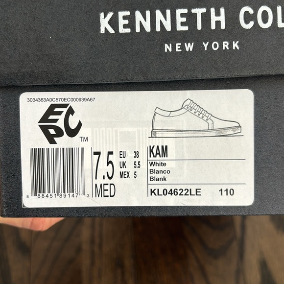Kenneth Cole white Kam sneakers, size 7.5